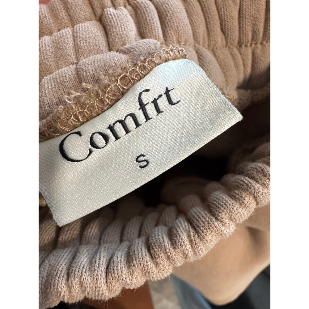 Comfrt Signature Sweatpants‎ Womens Small Tan High Waisted Fleece Joggers lounge - Picture 5 of 5